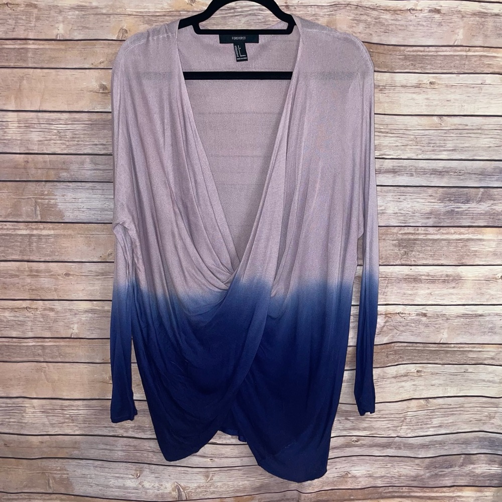 Ombré Purple Deep V High-Low Top - Picture 8 of 8